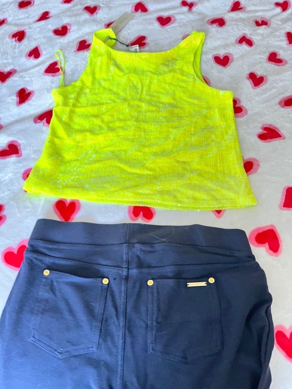 Rachel Zoe Neon Yellow Sequin Top